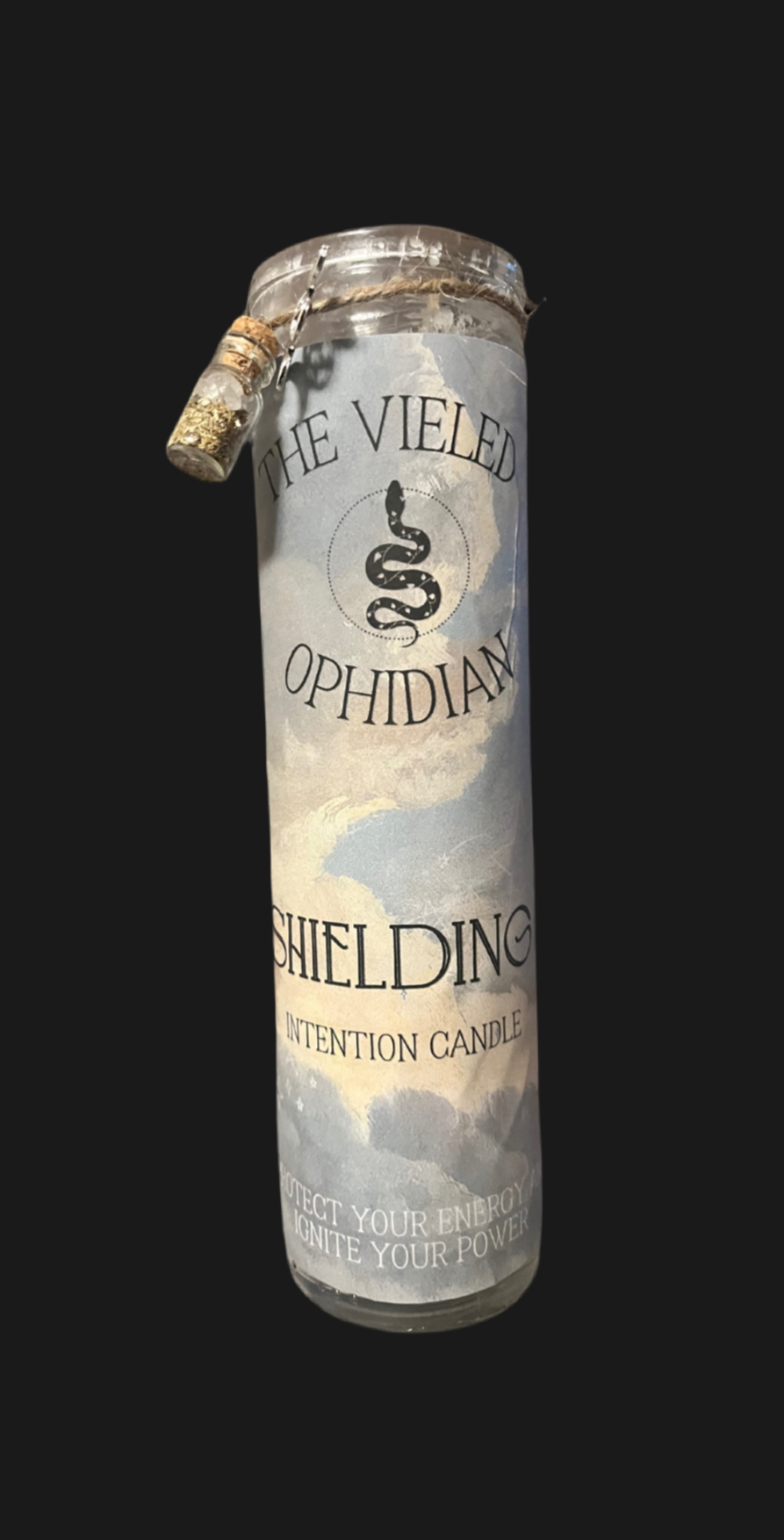 Shielding Candle with Wearable Protection Charm | Homegrown Herbs & Charged Crystals